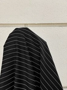 MaterniWear 孕婦秋季休閒通勤條紋洋裝 - 黑色 - 查看 8