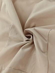 RosyDaze Women's Fashion Minimalist Waist Pleated Lapel Long Sleeve Blazer Suit, Flared Design, Commuter Outfit - Khaki - View 7