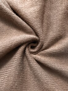 Firerie Plus Size Women Solid Color High Neck Dropped Shoulder Long Sleeve Split Hem Knit Dress - Khaki - View 7