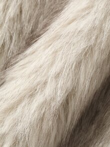 Dazy Plus Solid Color V-Neck Thick Elegant Autumn/Winter New Faux Fur Coat - Apricot - View 3