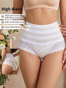 Coutiva Lace Trim High Waist Shaping Panties - White - View 1