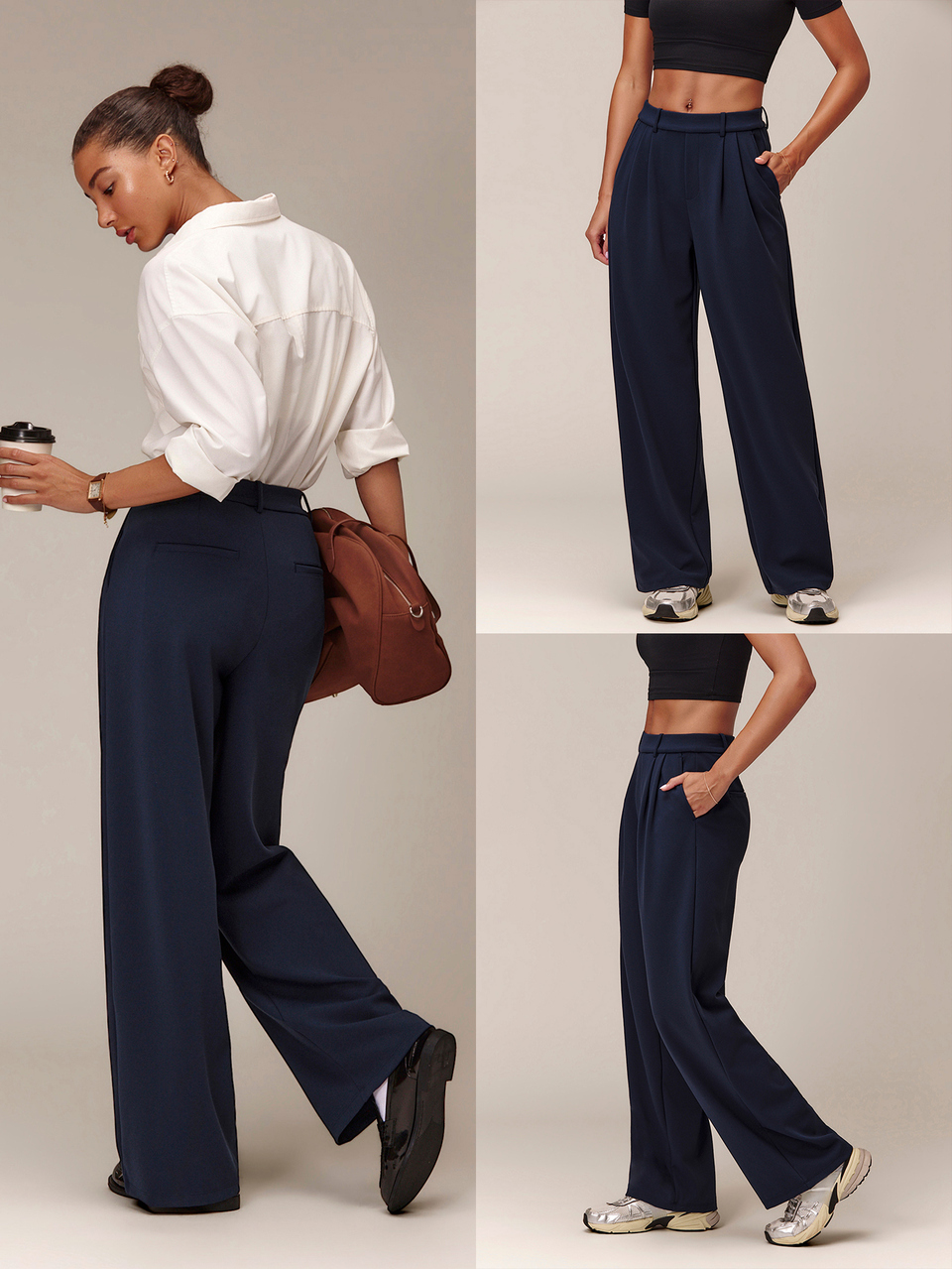 Knit On-The-Go Utility Pants Wrinkle-Resistant Stretchy With Elastic Waistband, Belt Loops, Faux Fly & Side Pockets Daily Casual Work Wear