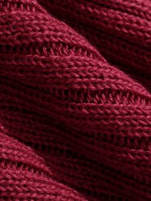 DAZY Women's Autumn/Winter Elegant Solid Color Bell Sleeve Knit Dress - Burgundy - View 9