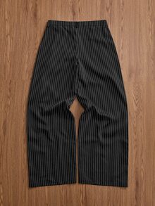SWAVVY Men's Striped Shirt And Suit Pants Set - Black - View 8