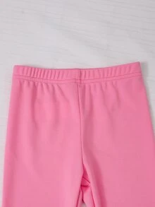 SHEIN 女童可愛休閒學院風冰淇淋與波點印花長袖上衣＋粉色長褲兩件套 - 玫紅色 - 查看 6
