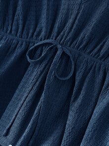 CosyJoli Setelan 2 Potong Kemeja Tanpa Lengan Bergaris Model A-Line dan Celana Panjang Kasual Potongan Lurus Ukuran Plus untuk Liburan - Dusty Blue - View 6