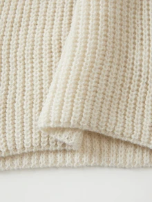 SHEIN Fall Lazy French Style Open Front Waffle Knit Midi Cardigan, Oversized Lantern Sleeve Loose Mid-Leng - Beige - View 6