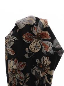 EMERY ROSE Plus Size Floral Print Lantern Sleeve Blouse Fall - Black - View 7