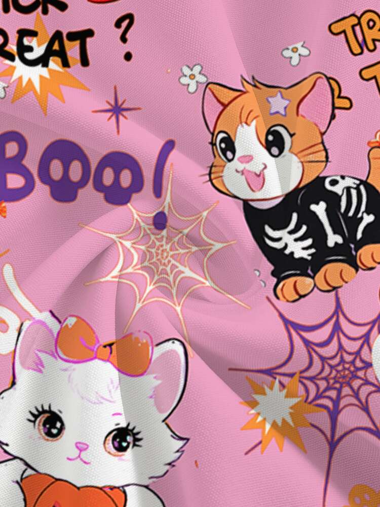 PopScrub Baju Kerja Halloween Lengan Pendek Leher V dengan Dua Saku, Desain Kartun Hantu dan Halloween yang Lucu, Seragam Kerja Perawat, Lab, Dokter, Pakaian Liburan Fungsional dengan Banyak Saku, Atasan Wanita Halloween, Trick or Treat, Pesta Halloween, Dekorasi Halloween, Menakutkan, Lucu - Berwarna merah muda - View 5