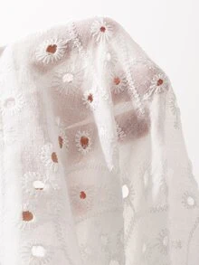Dazy Plus Elegant Tie V-Neck Flared Sleeve Long White Loungewear Robe - White - View 7