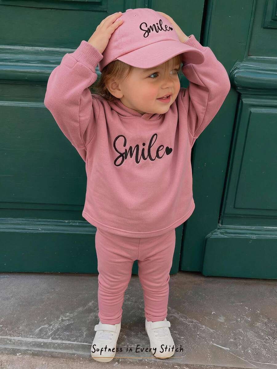 Baby Girls Long Sleeve Hooded Sweatshirt + Leggings, Suitable For All Seasons - Multicolor - View 1