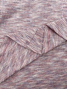 SHEIN CURVE+ Plus Size Women's Hooded Drawstring Button Waffle Knit Loose Casual Sweatshirt, Autumn/Winter Fall - Pink - View 8