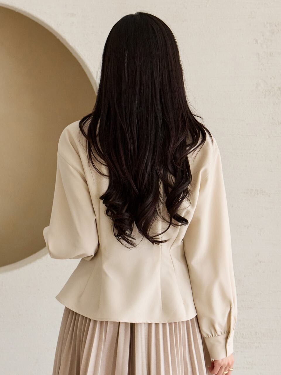 Women's Fashion Commuter Metal Buckle Waist-Cinching Shirt Fall