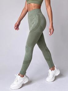 Slayform Slayform Women's Solid Color High Waist Casual Versatile Daily Wear Leggings - Green - View 4