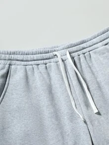 Major Grit Men's Plus Size Drawstring Waist Pants, Slanted Pocket Design, Suitable For Daily Wear Gym Jogging, Light Grey Summer Casual Baggy - Grey - View 4