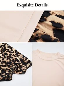 Brilight Puff Long Sleeve Crop Top Mock Neck Spliced Slim Ruched Blouse For Daily Streetwear Brunch Date Nigh - Apricot - View 5