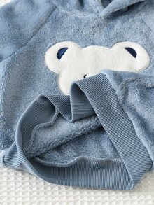Cozy Pixies 2件組男嬰童休閒日常舒適刺繡秋冬連帽套頭長袖刷毛衛衣與運動長褲套裝 - 藍色 - 查看 11