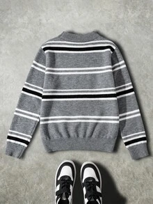 SHEIN 男士拼色圓領寬鬆休閒毛衣，青少年適用 - 彩色 - 查看 2