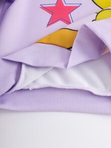 LOONEY TUNES X SHEIN Baby Girl Cartoon Print Sweatshirt & Sweatpants Set - Purple - View 9