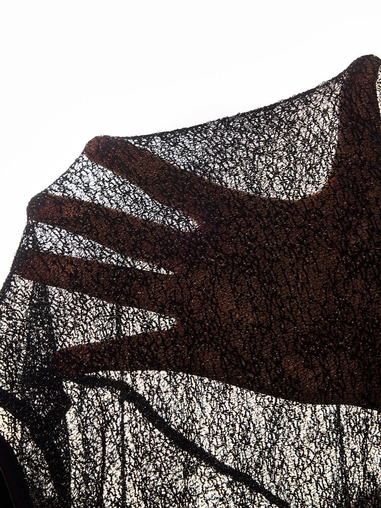 Glamance Black Knitted Jacquard Mesh Fabric Top Shawl, Elegant Mature Casual Sexy For Waist-To-Hip Ratio, Suitable For Outings, Work, Office, Daily Wear, Gatherings, Parties, Birthdays, Vacations, Middle East Travel, Beach, Swimwear, Bohemian Style, Halloween, Back To School, Independence Day, Summer - Black - View 8