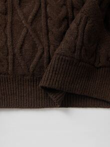 SHEIN Women Fall Winter V Neck Surplice Cable Knit Vest Sleeveless Cropped Knit Waistcoat - Brown - View 6
