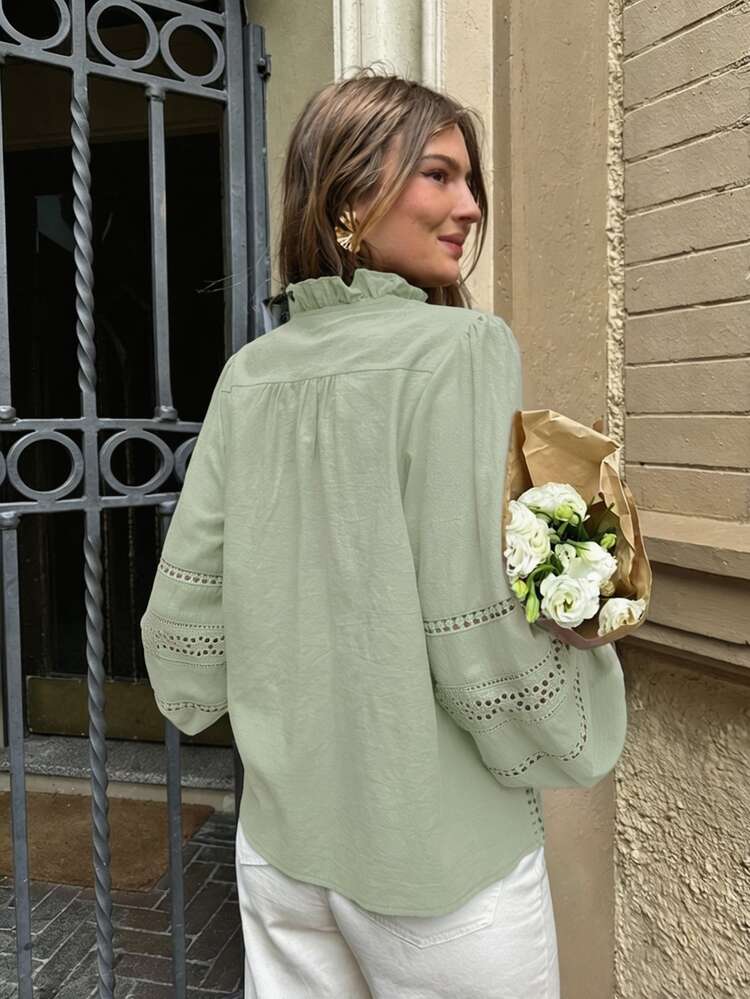 Serisse Women's Solid Color Casual Versatile Daily Wear Shirt - Mint Green - View 2