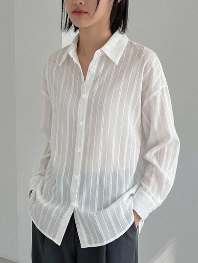 Dazy-Less Autumn Casual Versatile Solid Color Long Sleeve Shirt
