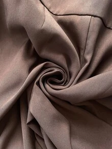 Pariaura Women's Solid Color Wide Waist Zipper Loose Curved Leg Wide Leg Trousers - Coffee Brown - View 4