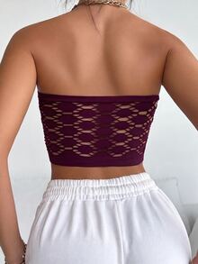 SHEIN 1件女款簡約百搭抹胸式內衣 - 中紫紅色 - 查看 2