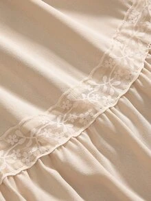 ROMWE Goth Plus Size Lace Patchwork Halter Neck Tie Strap Dress - Beige - View 4