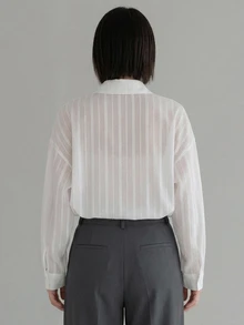 Dazy-Less Autumn Casual Versatile Solid Color Long Sleeve Shirt Business Casual Woman - White - View 2