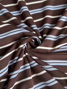 Vionelle Plus Size Knit Striped Elastic Polo Collar Single-Breasted Slim Fit Side Slit Casual Minimalist Long Dress Fall - Coffee Brown - View 7