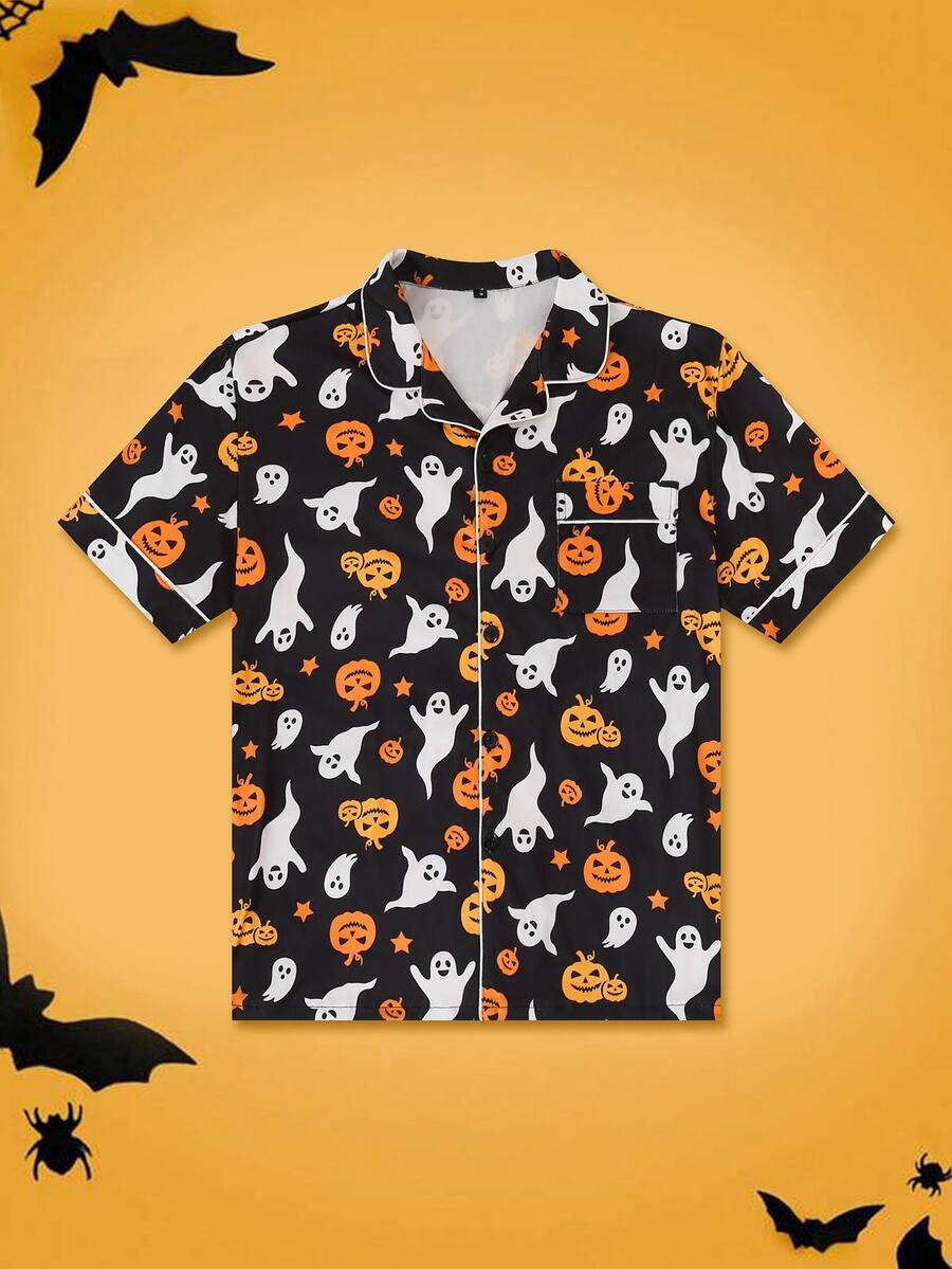 SHEIN Atasan Santai Pria Motif Hantu Lucu - MultiWarna - View 1