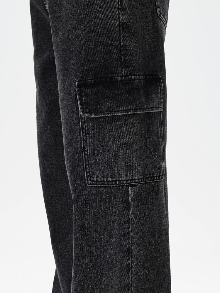 SHEIN Mirajuku Teen Boy Outdoor Casual Workwear Straight Leg Jeans - Black - View 7