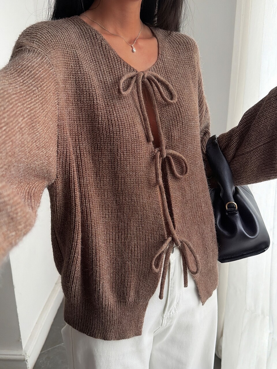 Women's Solid Color Casual Versatile Daily Wear Long Sleeve Cardigan Brunch Going Out Coffee Brown Autumn