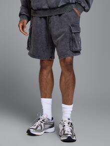 Musero Sport Polyside Cargo Pocket Short Long Line Elasticated Waist Raised Logo Spring Summer Sports Activewear - Grey - View 3