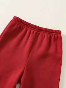 SHEIN 男嬰字母印花拼色連帽套頭衛衣與鬆緊腰長褲 2 件套秋季套裝 - 彩色 - 查看 6