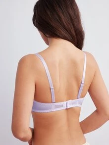 Elorette 紫色鋼圈聚攏蕾絲拼接浪漫經典女款內衣 - 紫色 - 查看 2