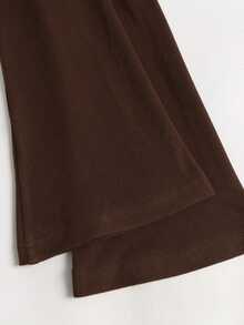 Sweetra Y2K Elegant Versatile Tie-Front Ruched Waist Top - Coffee Brown - View 4