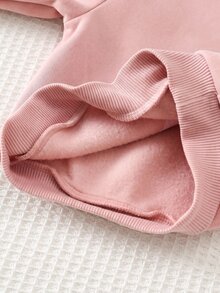 SHEIN 女嬰卡通字母印花運動衫與條紋長褲套裝 - 粉色 - 查看 5