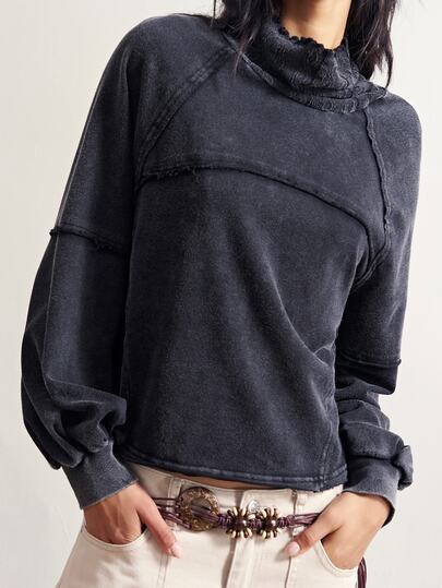 Bohemela Casual Solid Color Knit Long Sleeve Women's Sweatshirt