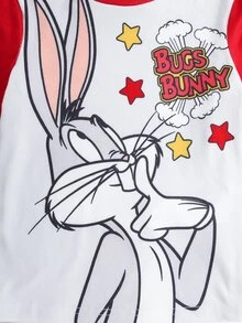 LOONEY TUNES X SHEIN Young Boy Cartoon Print Fitted Loungewear Set - Grey - View 4