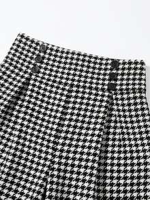 SHEIN LUNE Fall Clothes FOR WomenWomen's Fashion Commute Houndstooth High Waist Long Pants - Multicolor - View 5