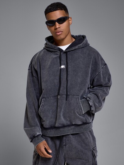Musero Sport Over The Head Snow Washed Hoode Metalic Embroidered Logo Spring Summer Sports Activewear