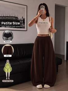Vivamere Women's Solid Color Casual Versatile Daily Sweatpants - Coffee Brown - View 4