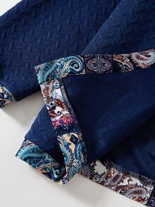 Rusticease Plus Size Vacation Casual Printed Patchwork Jacket - Multicolor - View 8