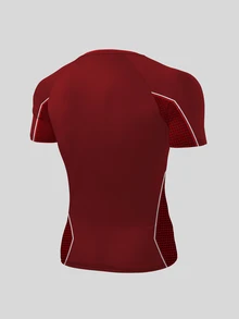 GymBeat Men's Contrast Color Striped Slim Fit Short Sleeve Sports T-Shirt - Multicolor - View 2
