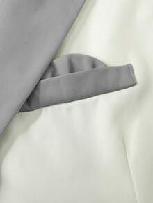 Manfinity Bizformal 男士對比色尖領西裝外套與長褲套裝 春夏婚禮風西裝套裝 - 淺灰色 - 查看 6