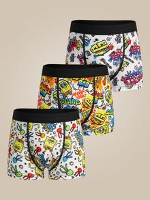 SpongeBob SquarePants | SHEIN Young Boy Letter Print Colorblock Casual Everyday Boxer Briefs - Multicolor - View 1