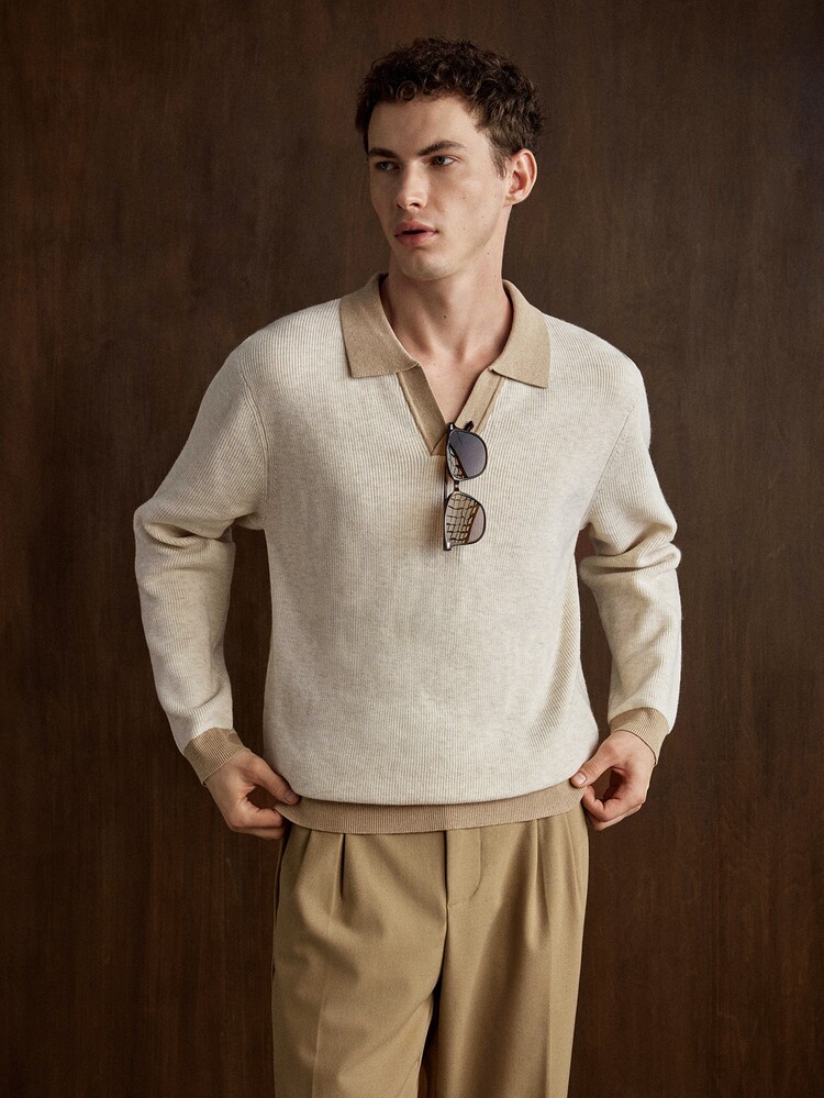 Manfinity CityGents Sweater Patchwork Colorblock Kasual Pria, Musim Gugur/Dingin - MultiWarna - View 5